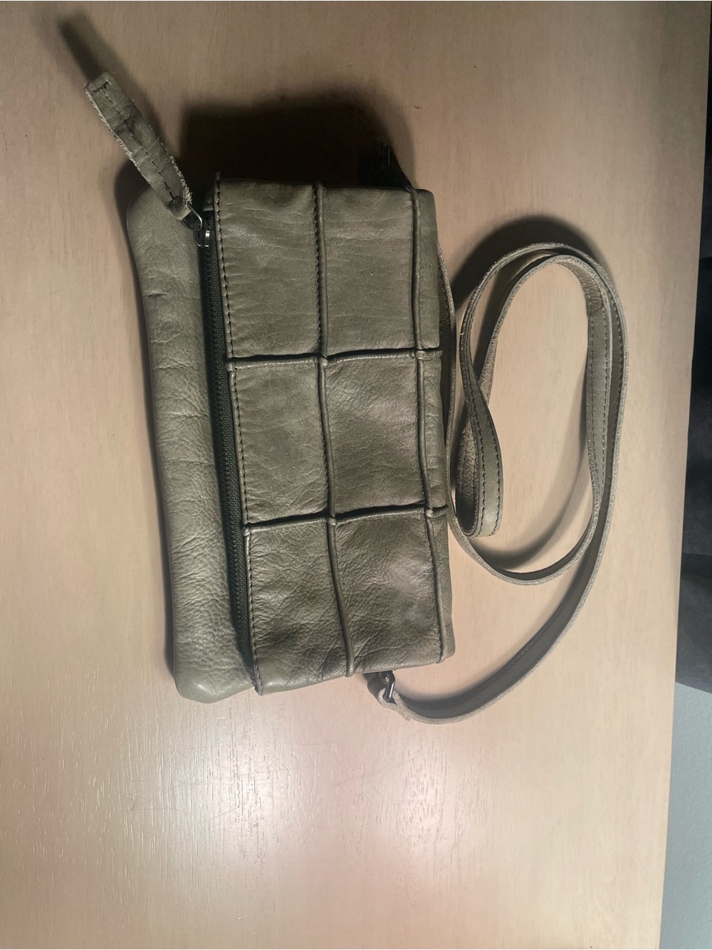Anthropologie small Leather Crossbody Bag in Olive Green